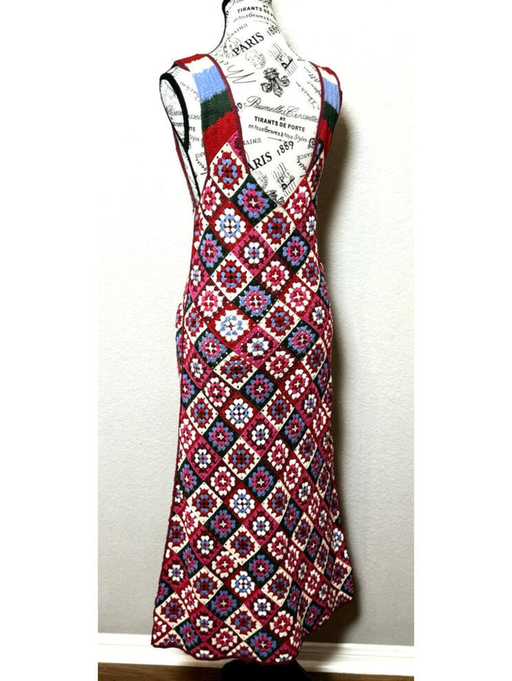 Zara Vibrant Multicolored Crochet Knit Maxi Sun Dress SZ M Approx. Boho - Picture 9 of 15